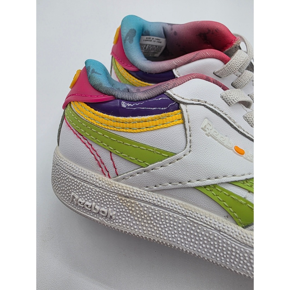 Kids Reebok Jelly Belly Club C Revenge Mix White Rainbow Sneakers Toddler 6.5 - Picture 4 of 8